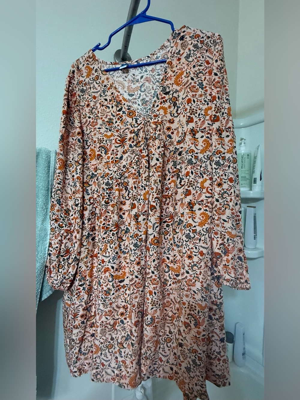 Boho Floral Tiered Dress in Cream with Rust & Black Old navy